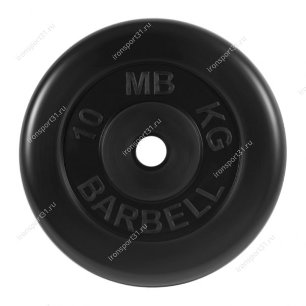Диск обрезиненный MB Barbell (чёрный) d:31 мм, 10 кг