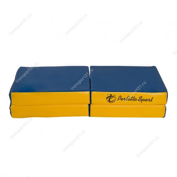 Мат гимнастический складной Perfetto Sport (синий/жёлтый) 100х100х10 см