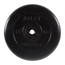 Диск обрезиненный MB Barbell Atlet (чёрный) d:31 мм, 15 кг