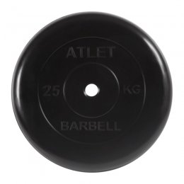 Диск обрезиненный MB Barbell Atlet (чёрный) d:31 мм, 25 кг