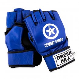 Перчатки Green Hill Combat Sambo, кожа (синий)