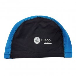 Шапочка для плавания безразмерная Rusco Sport лайкра (чёрный/голубой)