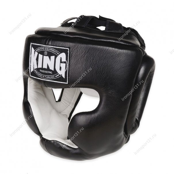 Шлем боксерский тренировочный King кожа (чёрный)