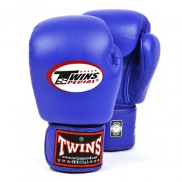 Перчатки боксёрские Twins, кожа (синий)