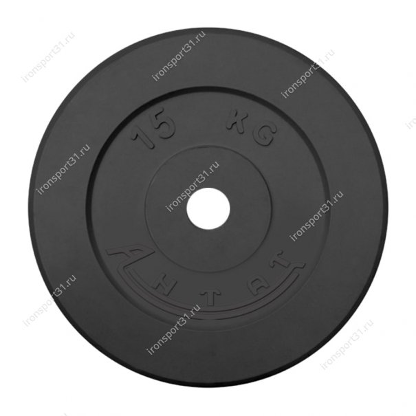Диск обрезиненный Антат (чёрный) d: 26 мм, 15 кг