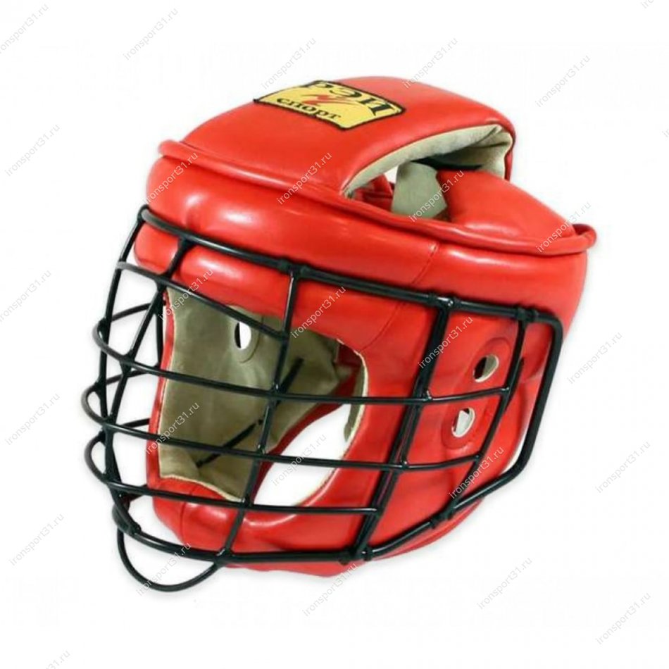 Шлем с маской для АРБ Рэй-спорт Титан-2 кожа (красный) - купить