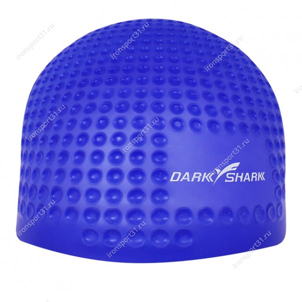 Шапочка для плавания безразмерная рельефная Dark Shark силикон (синий)