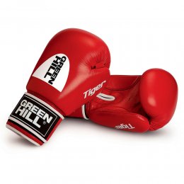 Перчатки боксёрские Green Hill Tiger, кожа (красный)