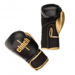 Перчатки боксёрские Clinch Aero, PU (чёрный/золотой)