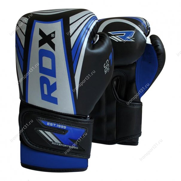 Перчатки боксёрские детские RDX Kids PU (сереб/синий)