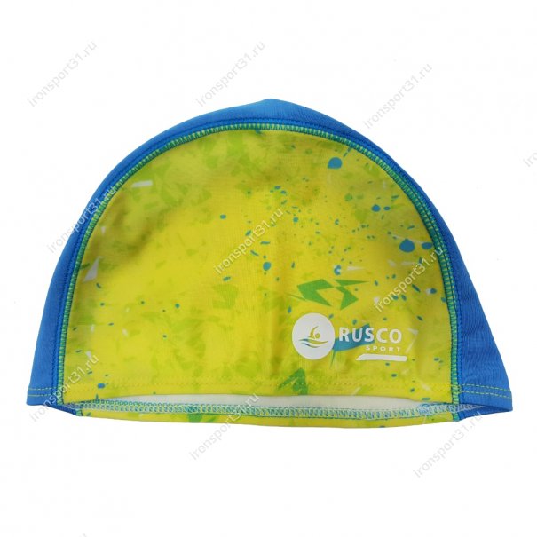 Шапочка для плавания безразмерная Rusco Sport лайкра (жёлтый/голубой)
