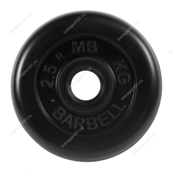 Диск обрезиненный MB Barbell (чёрный) d:31 мм, 2,5 кг