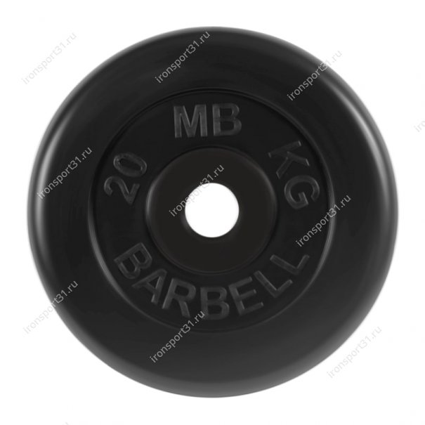 Диск обрезиненный MB Barbell (чёрный) d:51 мм, 20 кг