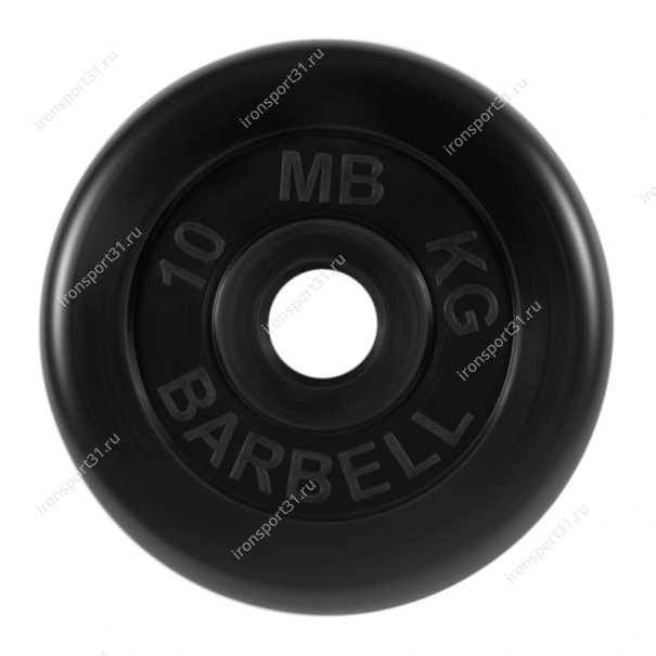 Диск обрезиненный MB Barbell (чёрный) d:51 мм, 10 кг