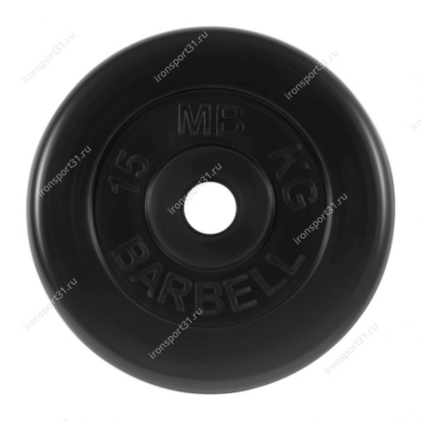 Диск обрезиненный MB Barbell (чёрный) d:51 мм, 15 кг