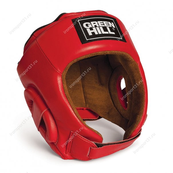 Шлем для кикбоксинга Green Hill Best, кожа (красный)