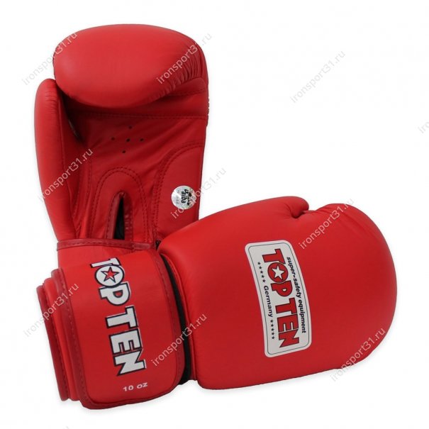 Перчатки боксёрские Top-ten AIBA кожа (красный)