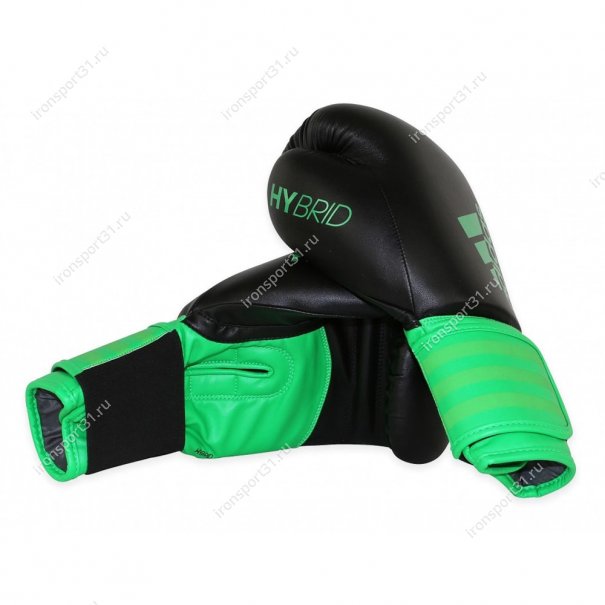 Перчатки боксёрские Adidas Hybrid 100 PU (чёрный/зелёный)