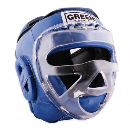 Шлем с маской Green Hill Safe кожа, (синий)