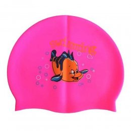 Шапочка для плавания детская с рисунком Dobest силикон (розовый)