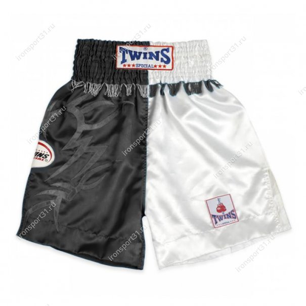 Шорты для тайского бокса Twins (чёрный/белый)