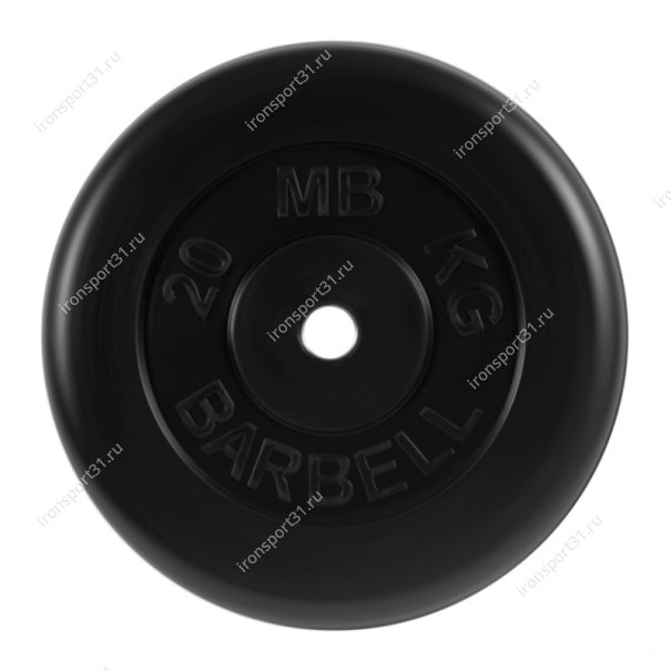 Диск обрезиненный MB Barbell (чёрный) d:31 мм, 20 кг
