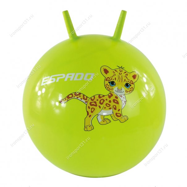 Мяч попрыгун с рожками Espado ягуарчик (зелёный) 45 см