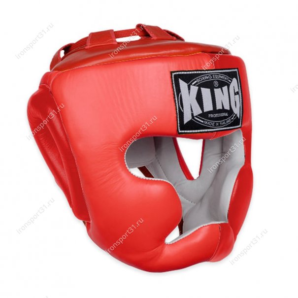 Шлем боксерский тренировочный King кожа (красный)