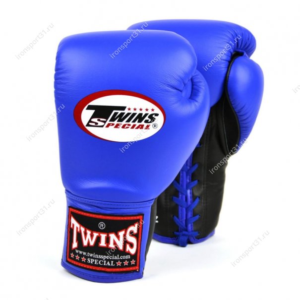 Перчатки боксёрские соревновательные Twins кожа (синий)