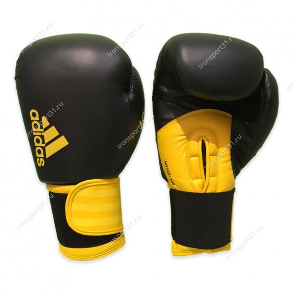 Перчатки боксёрские Adidas Hybrid 100 PU (чёрный/жёлтый)