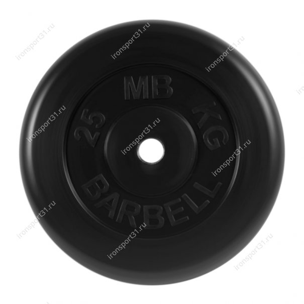 Диск обрезиненный MB Barbell (чёрный) d:31 мм, 25 кг