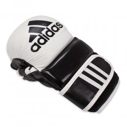 Перчатки тренировочные для ММА Adidas Hybrid Training, кожа (белый/чёрный)