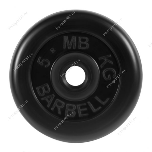 Диск обрезиненный MB Barbell (чёрный) d:31 мм, 5 кг
